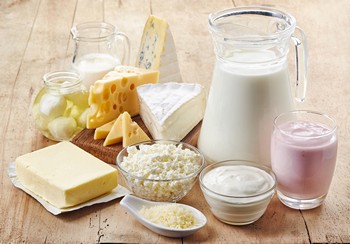 Dairy products on display